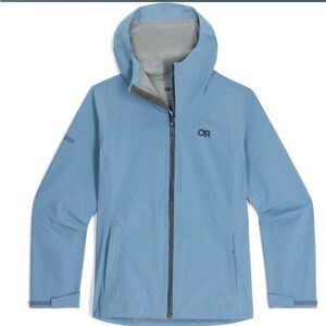 Outdoor Research Women’s stratoburst stretch rain jacket Olympic blue small NWT